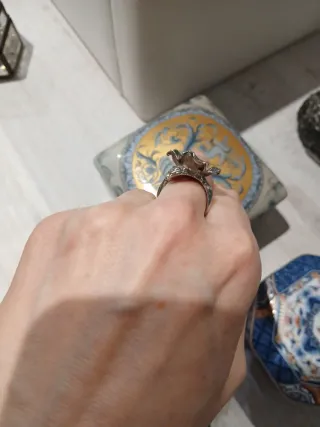 Anillo Plata Flor vintage  color ámbar