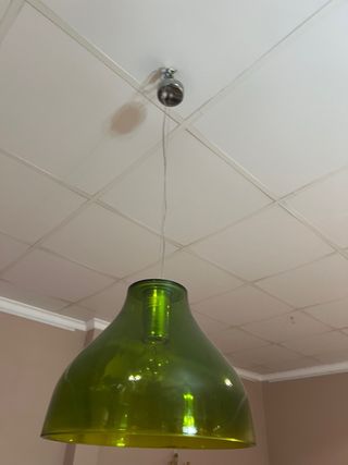 Lámpara colgante cristal verde vintage