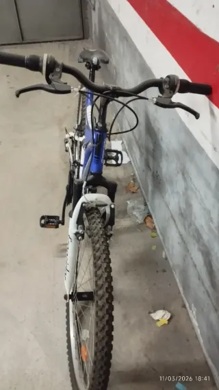 Bicicleta Freerider azul. Repasar frenos