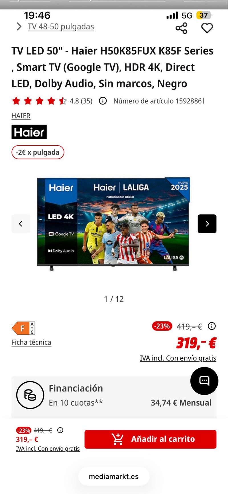 SMART TV Haier 50 Negra afbeelding 3