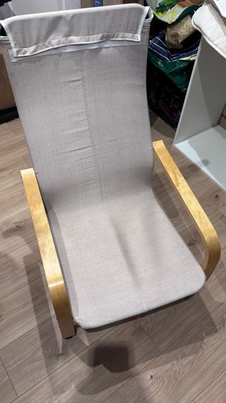 Silla balancín beige madera