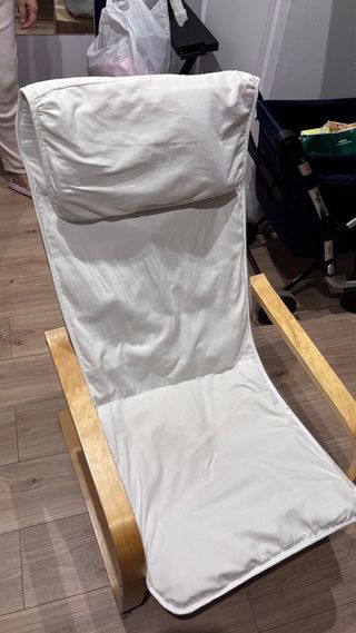 Silla balancín beige madera