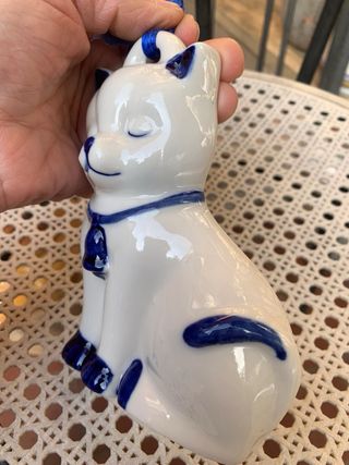 Gatto bianco decorativo da appendere in ceramica