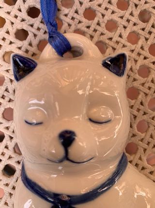 Gatto bianco decorativo da appendere in ceramica