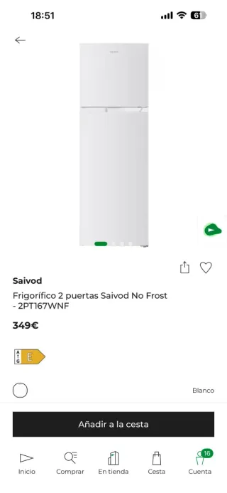 Frigorífico Saivod 2 puertas No Frost, 5 meses uso