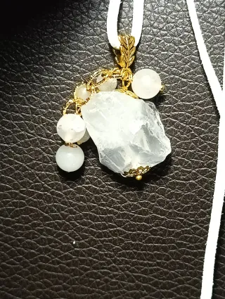 Pendente Quarzo Grezzo Bianco Scamosciato