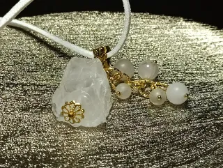 Pendente Quarzo Grezzo Bianco Scamosciato