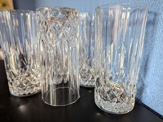 6 Vasos Tubo Cristal Tallado Highball