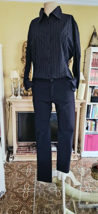 Pantalón Mango Negro Talle Alto