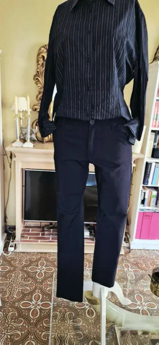 Pantalón Mango Negro Talle Alto