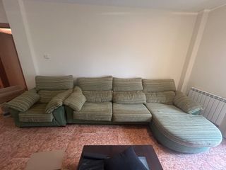 Sofá modular chaise longue verde y sillon