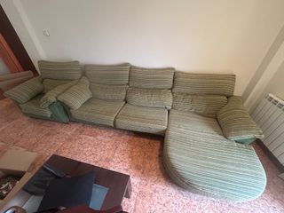 Sofá modular chaise longue verde y sillon