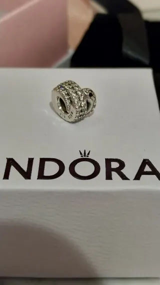 Lote 2 Charm y Clip Pandora Plata con circonitas.