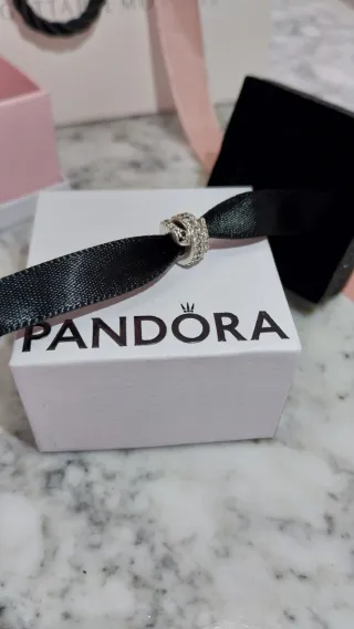 Lote 2 Charm y Clip Pandora Plata con circonitas.