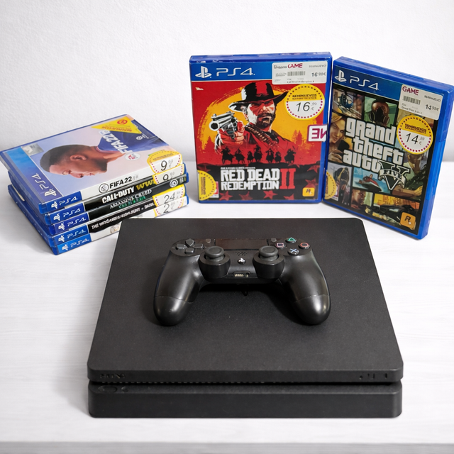 PS4 Slim 500GB + Mando + 8 Juegos