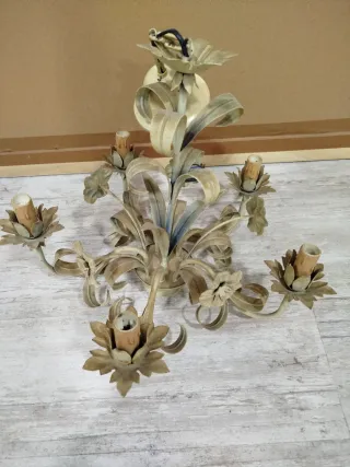 Lámpara de techo 5 brazos metal crema