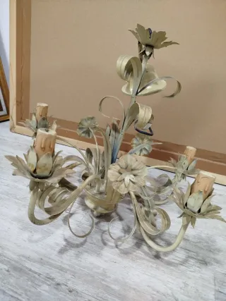 Lámpara de techo 5 brazos metal crema