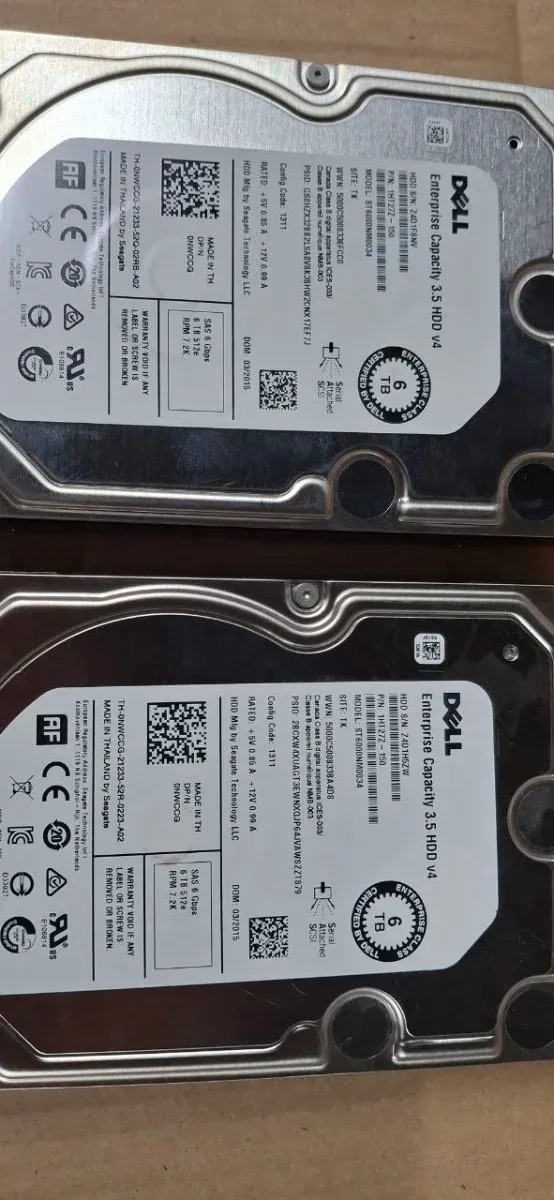 2x Dell SAS 6TB HDD Enterprise
