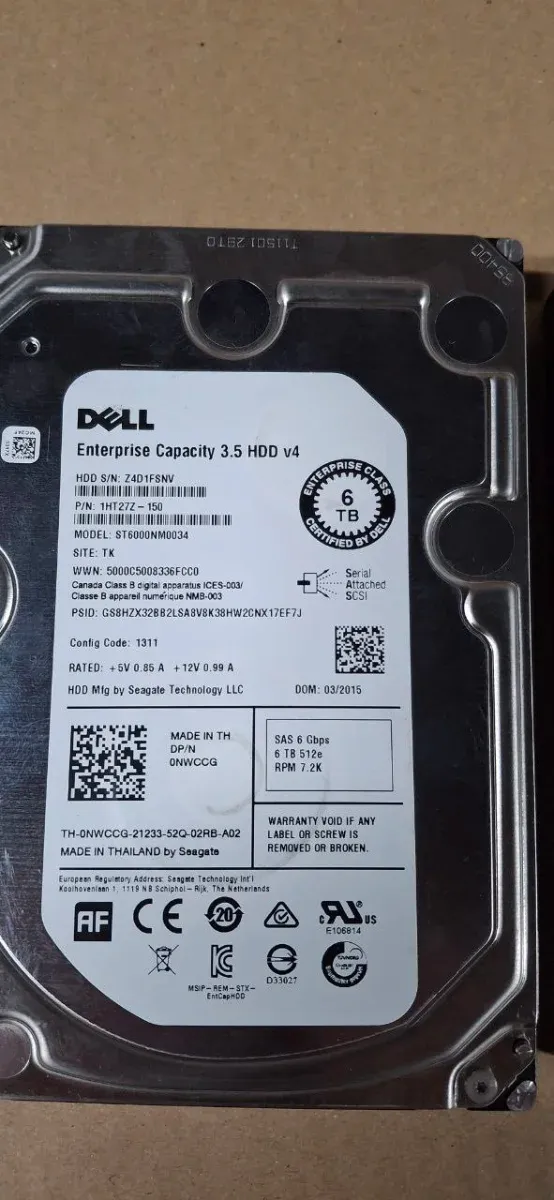 2x Dell SAS 6TB HDD Enterprise afbeelding 2