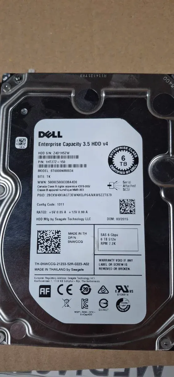 2x Dell SAS 6TB HDD Enterprise afbeelding 3