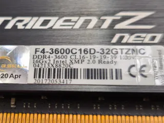 G.Skill Trident Z Neo DDR4 3600MHz 32GB (2x16)