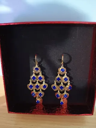 Pendientes chapado oro con piedras azules