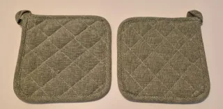 Set cucina cotone verde oliva e bianco