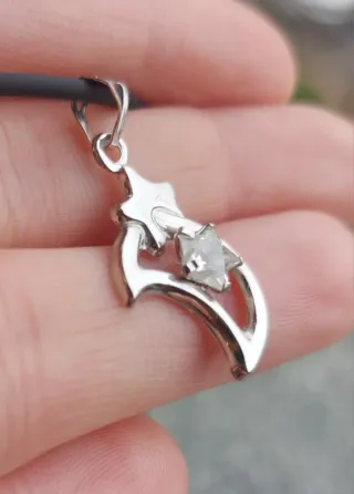 Ciondolo  lun oro bianco 750 con zircone