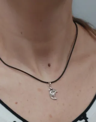 Ciondolo  lun oro bianco 750 con zircone