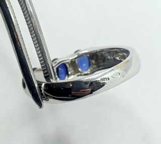 Anillo oro blanco 18k Zafiro diamante, 4.93g, T-19