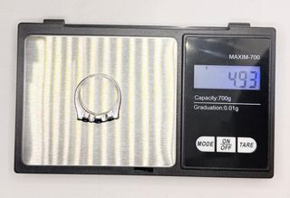 Anillo oro blanco 18k Zafiro diamante, 4.93g, T-19