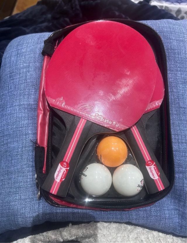 Set 2 palas ping pong y 3 pelotas