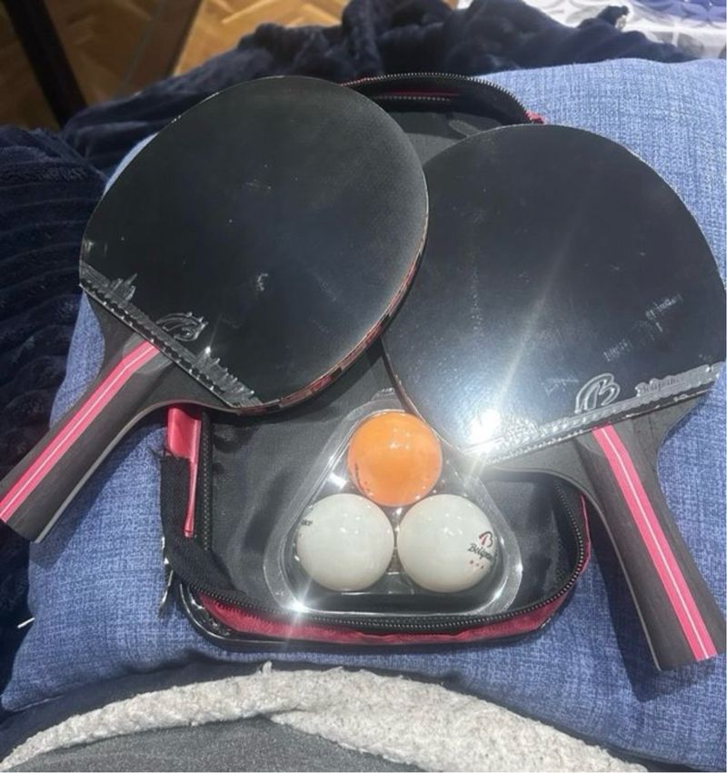 Set 2 palas ping pong y 3 pelotas afbeelding 2