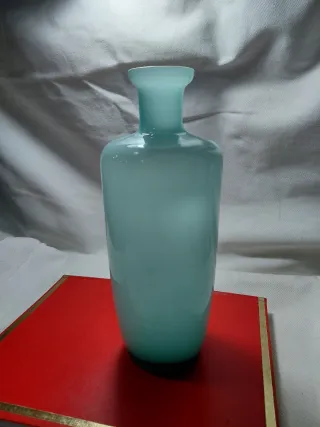 Jarrón Opalina Turquesa Vidrio