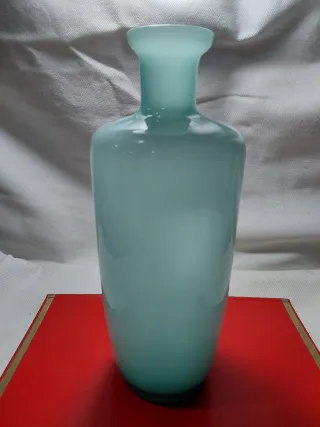 Jarrón Opalina Turquesa Vidrio