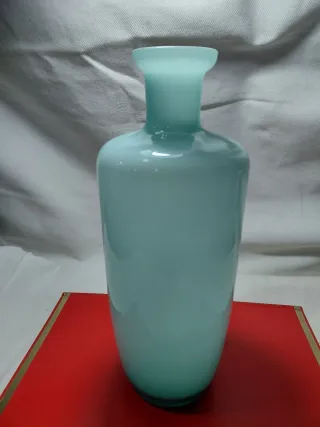 Jarrón Opalina Turquesa Vidrio