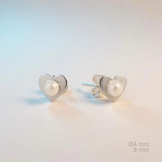 Pendientes Corazón Plata Perlas Naturales niña