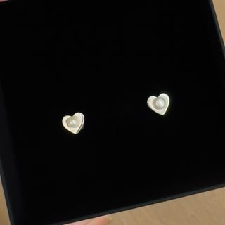 Pendientes Corazón Plata Perlas Naturales niña