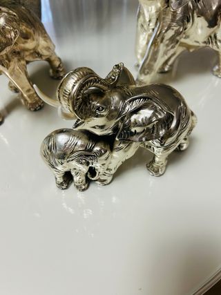 Set 3 Elefantes Bañados en Plata