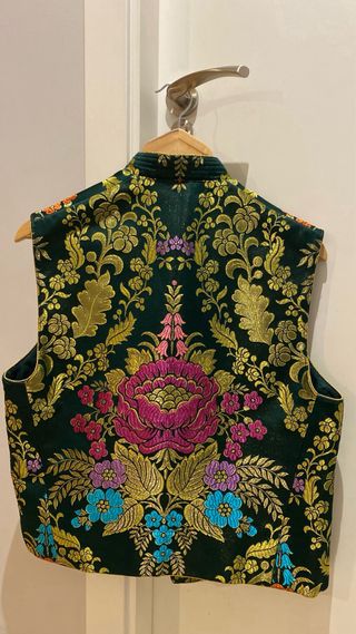 Chaleco fallero hombre verde bordado