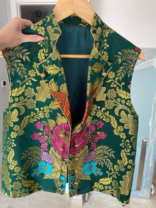 Chaleco fallero hombre verde bordado