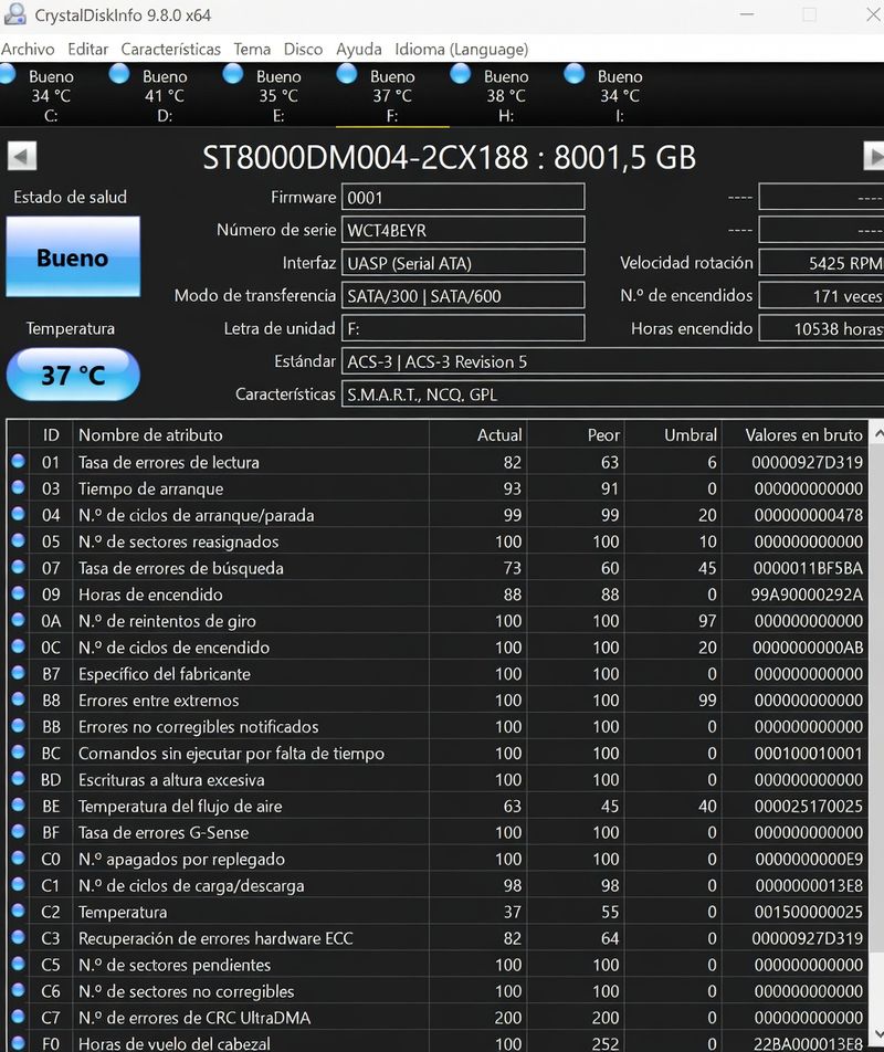 Seagate 8TB ST8000DM004 –SMART OK – Ideal NAS/Plex afbeelding 2