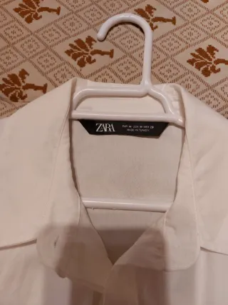 Blusa Zara Blanca Manga Transparente