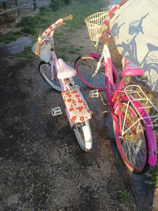 Bicicleta rosa con cesta
