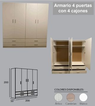 Armarios Nuevos de 2, 3 y 4 puertas con cajones