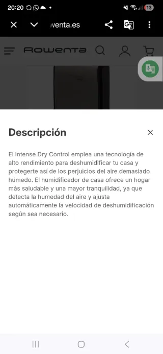 Deshumidificador Rowenta Intense Dry Control