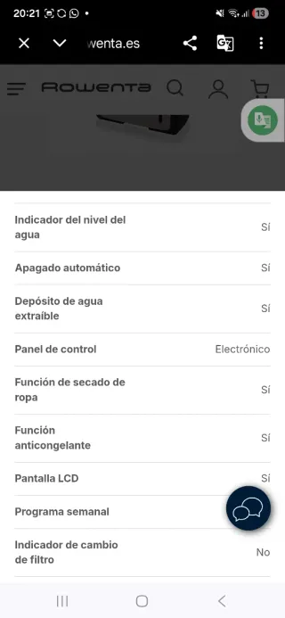 Deshumidificador Rowenta Intense Dry Control