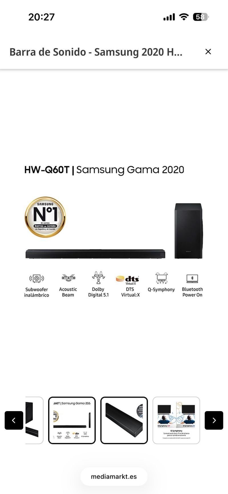Barra de Sonido Samsung HW-Q60T