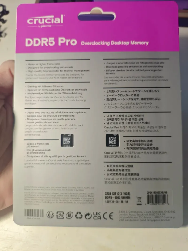 Kit RAM Crucial PRO DDR5 32GB (2x16GB) 6000 afbeelding 2