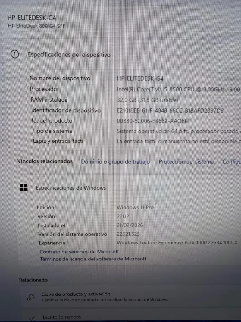 HP Elitedesk G4 Intel Core i5 8th Gen afbeelding 7